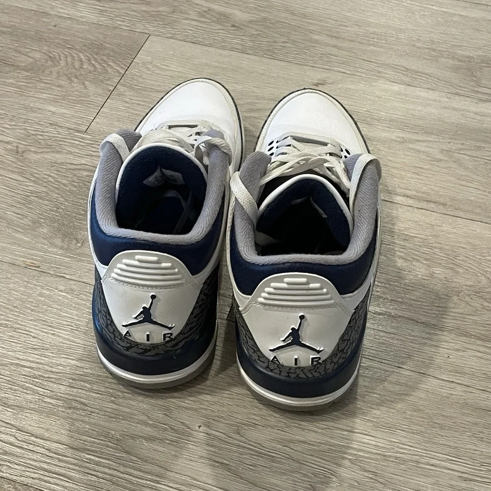 Air Jordan 3 Retro Sneakers Mens Size 8 Midnight White Navy